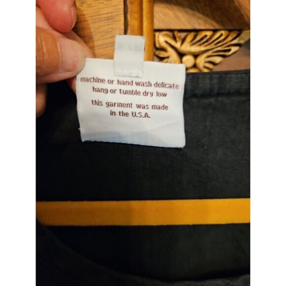 Lagenlook Mary Grace Black Size XL Asymmetrical Hem Pockets Linen Blouse - Picture 4 of 8